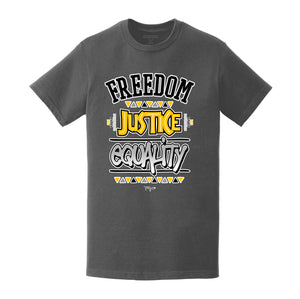 FREEDOM JUSTICE EQUALITY GOLD ( CHARCOAL S/S )